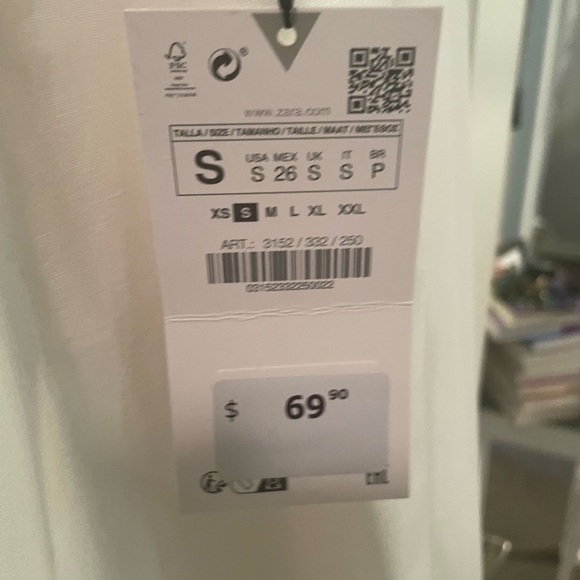 Zara 100 percent cotton, fully lined white maxi dress. Size S. NWT - Picture 8 of 8